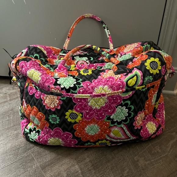Vera Bradley Handbags - Vera Bradley Mod Floral Grey and Orange Duffle Bag